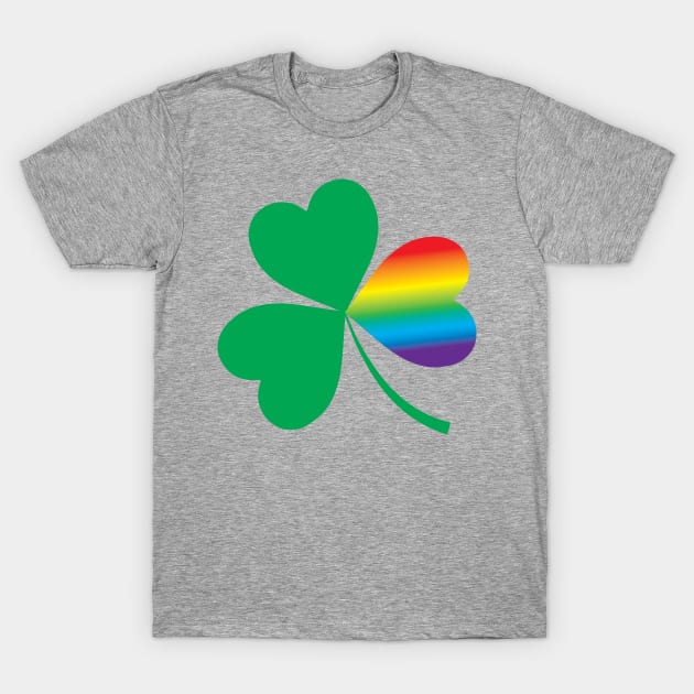 St. Patrick's Day Shamrock With LGBT Rainbow Twist T-Shirt by magentasponge